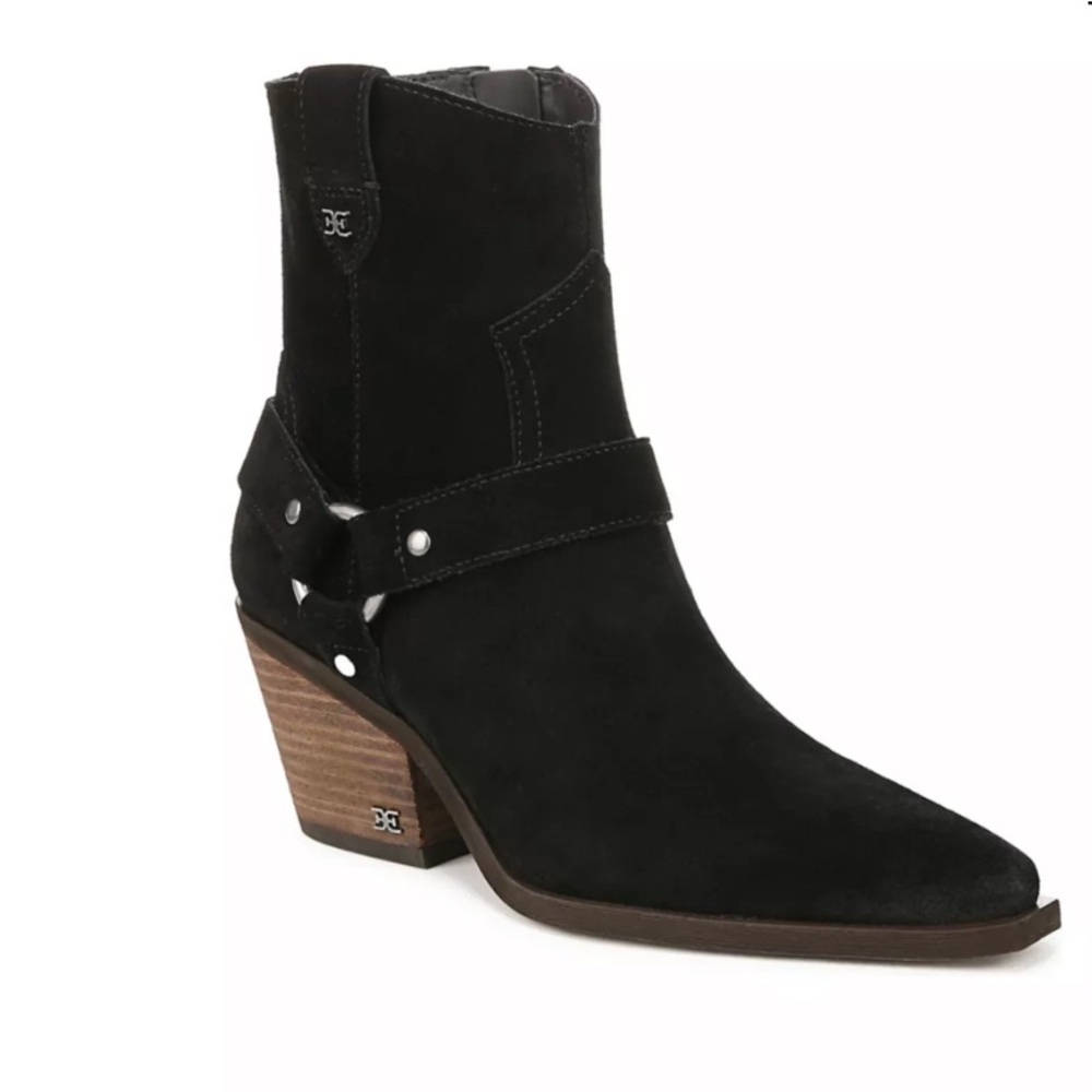 NWT SAM EDELMAN Black suede Ankle Boots w zip retail $170 - Picture 2 of 6